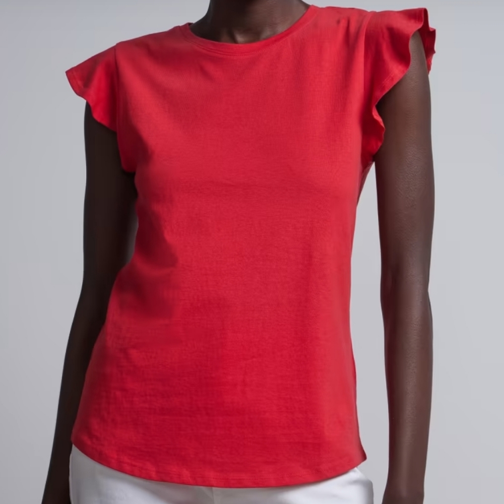 NWT NY&Co Flutter-Sleeve Crewneck T-shirt XL